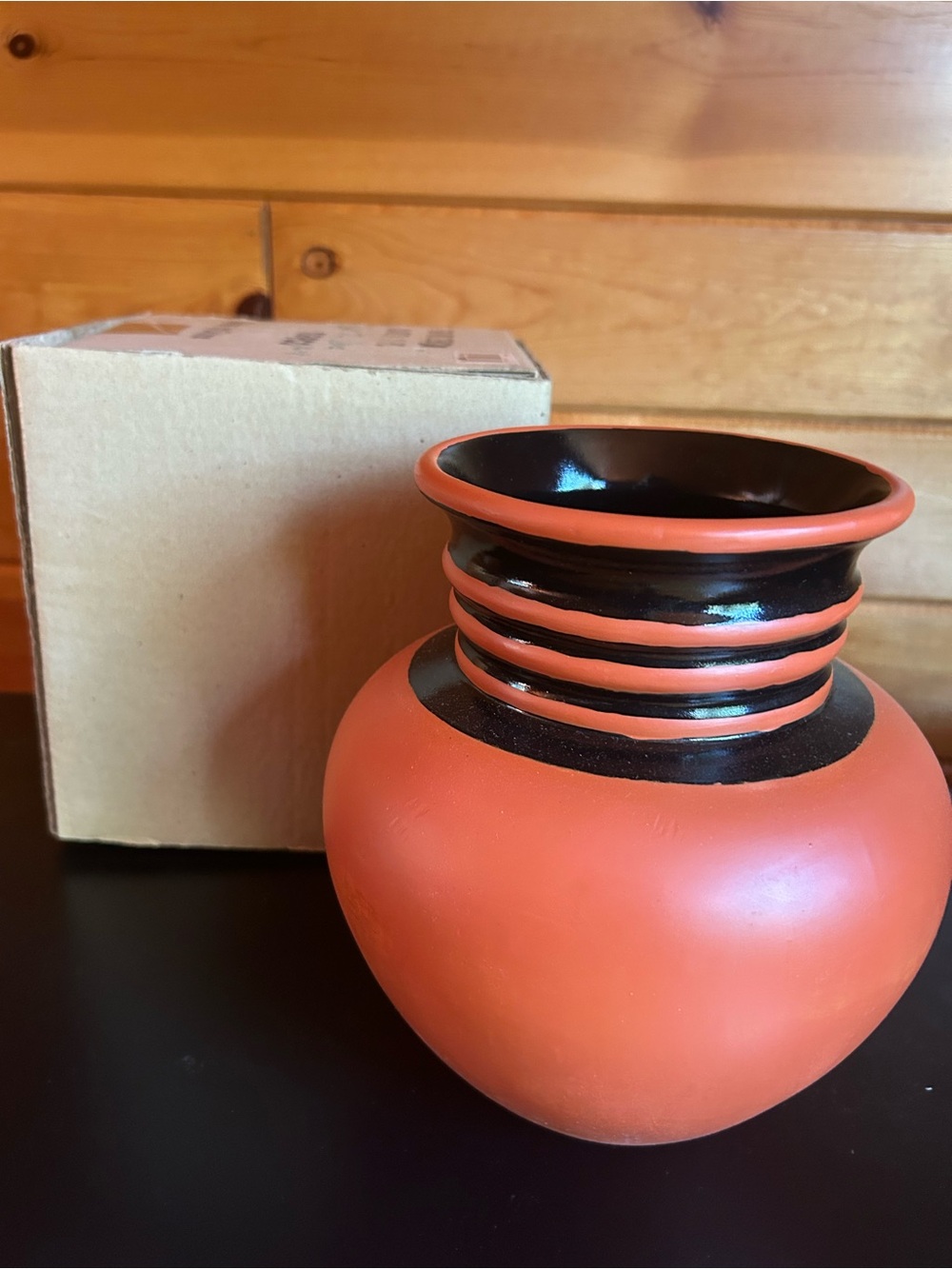 Terra-Crafted and Black Decorative Vase - Home Accents